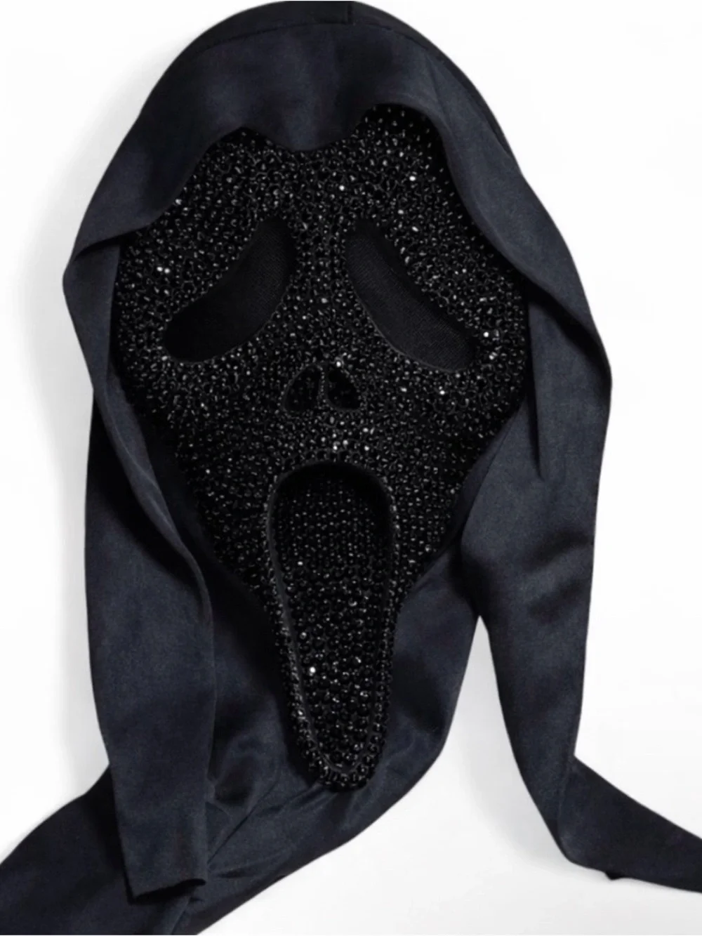 All Jet Black Crystal Diamond Sparkly Ghost Face Scream Horror Mask New